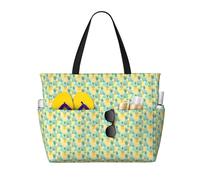 Unkhtt Tropical Pineapple Print Comfortable Travel Bag Beach Tote Summer Vacation Picnic Camping Stylish Accessory