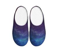 Unkhtt Universe with Stars and Galaxy Interstellar Print Adult Slippers Soft Anti-Pilling Flannel Indoor House Non-Slip Sole Home Travel