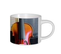 Unkhtt Violin and Book Print Large Capacity Ceramic Coffee Kitchen Home Office Adults Birthday Mugs Gift Sets