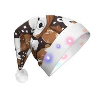 Unkhtt White Bear Brown Bear Print Men Women Led Christmas Hat Santa For New Year And Xmas Festive Party Accessory