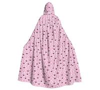 Unkhtt White Sheep On Pink Background Print Adult Festivals Hooded Cloak Carnival Cosplay Masquerade Party Comfort Cape Hood