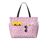 Unkhtt White sheep on pink background Print Comfortable Travel Bag Beach Tote Summer Vacation Picnic Camping Stylish Accessory