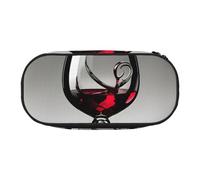 Unkhtt Wine Glass Print Large Capacity Pencil Pen Pouch Students Dual Zip School Stationery Makeup Storage