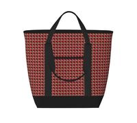 Unkhtt Wooden Board Retro Flower Red Dahliaprint Women Men Large Capacity Insulated Tote Bag For Picnic Food Delivery Shopping