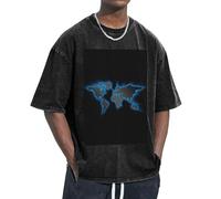 Unkhtt World Map Print Fresh Comfortable Funny Vintage Oversized T-Shirts Classic-Fit Freedom Movement Black