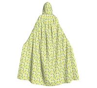 Unkhtt Yellow Fresh Lemons Print Adult Festivals Hooded Cloak Carnival Cosplay Masquerade Party Comfort Cape Hood