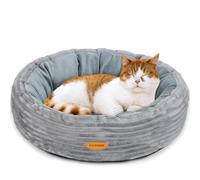 UNKJIN Cat Bed, Fluffy Donut Kitten Bed for Cats and Small Dogs, Washable Round Pet Bed, Indoor Use