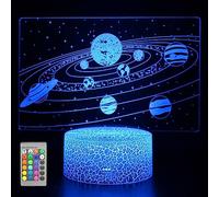 unknow Solar System 3D Optical Illusion Lamp, Universe Space Galaxy Night Light 16 Colors Changing Magical 3D Visual Lamp for Home Decoration Xmas Birthday Gifts