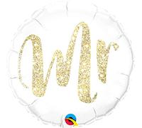 Unknown 1 Foil Balloon Just Married Mr Glitter Gold White Small 46 cm Unfilled Balloon Gas Suitable
