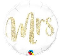 Unknown 1 Foil Balloon Just Married Mrs Glitter Gold White Small 46 cm Unfilled Balloon Gas Suitable