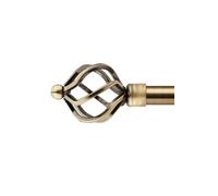 Unknown 16-19mm Cage Extendable Eyelet Metal Curtain Pole Set Brass 120-210Cm