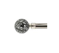 Unknown 16-19mm Mirrored Extendable Eyelet Curtain Pole Set Brushed Silver 120-210Cm