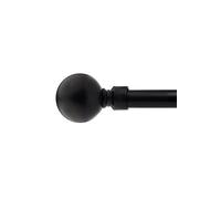 Unknown 16-19mm Sphere Extendable Eyelet Metal Curtain Pole Set Black 120-210Cm