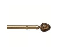 Unknown 28mm Fixed Length Metal Eyelet Curtain Pole Set In Antique Brass - Alexia Finial, 260Cm