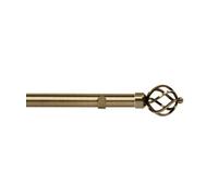 Unknown 28mm Fixed Length Metal Eyelet Curtain Pole Set In Antique Brass - Cage Finial, 60Cm