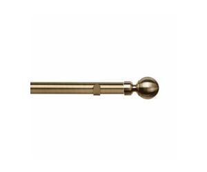 Unknown 28mm Fixed Length Metal Eyelet Curtain Pole Set In Antique Brass - Met Ball Finial, 200Cm