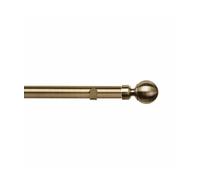 Unknown 28mm Fixed Length Metal Eyelet Curtain Pole Set In Antique Brass - Met Ball Finial, 230Cm
