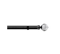 Unknown 28mm Fixed Length Metal Eyelet Curtain Pole Set In Black - Bella Finial, 390Cm