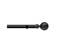 Unknown 28mm Fixed Length Metal Eyelet Curtain Pole Set In Black - Met Ball Finial, 80Cm