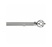 Unknown 28mm Fixed Length Metal Eyelet Curtain Pole Set In Chrome - Cage Finial, 90Cm