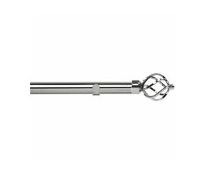 Unknown 28mm Fixed Length Metal Eyelet Curtain Pole Set In Chrome - Cage Finial, 90Cm
