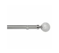 Unknown 28mm Fixed Length Metal Eyelet Curtain Pole Set In Chrome - Crash Finial, 140Cm