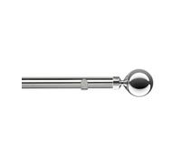 Unknown 28mm Fixed Length Metal Eyelet Curtain Pole Set In Chrome - Met Ball Finial, 80Cm