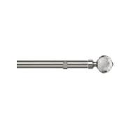 Unknown 28mm Fixed Length Metal Eyelet Curtain Pole Set In Satin Silver - Bella Finial, 100Cm