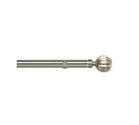 Unknown 28mm Fixed Length Metal Eyelet Curtain Pole Set In Satin Silver - Dynasty Finial, 160Cm