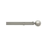 Unknown 28mm Fixed Length Metal Eyelet Curtain Pole Set In Satin Silver - Empire Finial, 100Cm