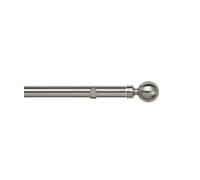 Unknown 28mm Fixed Length Metal Eyelet Curtain Pole Set In Satin Silver - Met Ball Finial, 230Cm