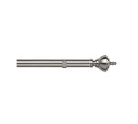 Unknown 28mm Fixed Length Metal Eyelet Curtain Pole Set In Satin Silver - Vienna Finial, 150Cm