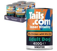 Unknown 6 X 400G Tails.com Inner Vitality Sensitive Adult Dog Food Tins Chicken & Cod