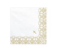 Unknown Brand Disposable Napkin, 20 Pc. (33x33 cm), Gold & White, Paper