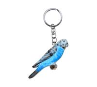 Unknown Budgie Keyring Blue White Wood + Metal Key Ring Animal Animals Bird
