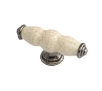 Unknown Express Kitchen Fittings, Ecf Winchester T Bar Knob Handle, 75mm, Ceramic And Zinc Alloy, Centre Fixing, Pewter And Cream