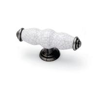 Unknown Express Kitchen Fittings, Ecf Winchester T Bar Knob Handle, 75mm, Ceramic And Zinc Alloy, Centre Fixing, Pewter And White
