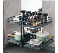 Unknown Fittingsco Iviro Magic Corner Pullout Unit For 800 1000mm Cabinets, Solid Base Shelves, Softclosing, Anthracite Grey