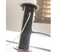 Unknown Fittingsco, Motorised Popup Worktop Power Dock With Qi Wireless Charger, 3X Uk Sockets, 2X Usb 2.1A, Silver