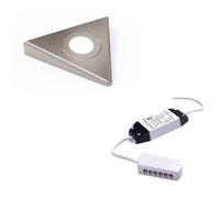Unknown Fittingsco Nebbia Slimline Triangle Diffused Led Undercabinet Light, Brushed Nickel, Warm 3000K Or Natural 4000K, 12V, 1.8W, Ip44
