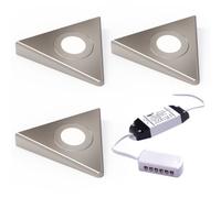 Unknown Fittingsco Nebbia Slimline Triangle Diffused Led Undercabinet Light, Brushed Nickel, Warm 3000K Or Natural 4000K, 12V, 1.8W, Ip44