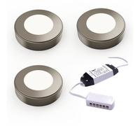 Unknown Fittingsco, Nebbia, Surface Diffused Led Light, Natural White, Brushed Nickel, Under Cabinet Light, Sola, 3 Light Kit & Driver