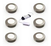 Unknown Fittingsco, Nebbia, Surface Diffused Led Light, Warm White, Brushed Nickel, Under Cabinet Light, Sola, 6 Light Kit & Driver