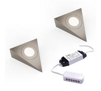 Unknown Fittingsco, Nebbia Triangle Diffused Led Undercabinet Light, Brushed Nickel, 1.8W, Ip44, 2 Light Kit & Driver, Warm White