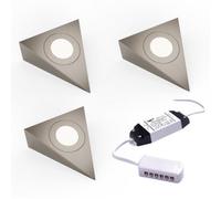 Unknown Fittingsco, Nebbia Triangle Diffused Led Undercabinet Light, Brushed Nickel, 1.8W, Ip44, 3 Light Kit & Driver, Natural White