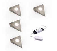 Unknown Fittingsco, Nebbia Triangle Diffused Led Undercabinet Light, Brushed Nickel, 1.8W, Ip44, 4 Light Kit & Driver, Natural White