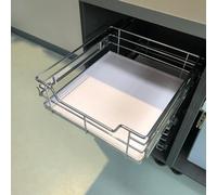 Unknown Fittingsco, Solid Base Soft Close Pull Out Wire Basket, Polished Chrome/white, For 400mm Cabinets, 25Kg Capacity