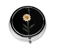 Unknown Flower Mini Round Pill Box, can be Put into Wallet, Pocket, Light and Convenient, 3 Compartment Pill Box, Portable Pill Box,