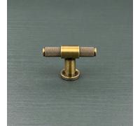 Unknown Harley & Wager, Chelmsford Knurled T-Knob Handle, Centre Fixing, Dark Brushed Brass