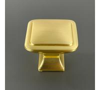 Unknown Harley & Wager, Haydock, Square Knob Handle, Centre Fixing, Matt Brushed Brass